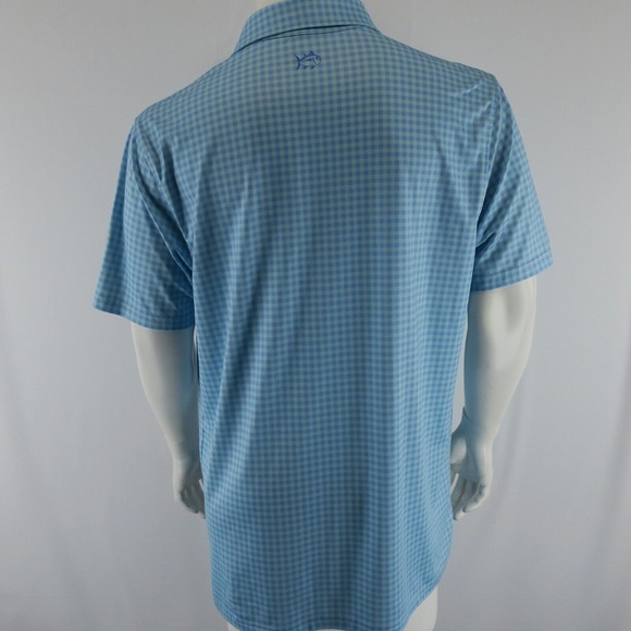 Southern‎ Tide Short Sleeve Golf Polo Shirt Mens L Blue Longhorn Checkered - Picture 6 of 8